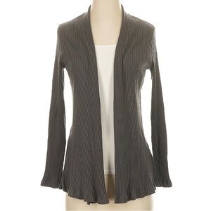 Eileen Fisher Gray Ribbed Open Front Cardigan | Women's XS